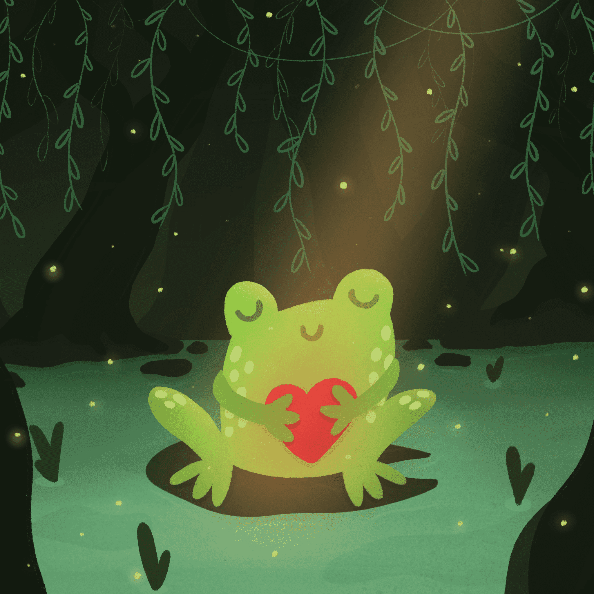 frog with a big heart